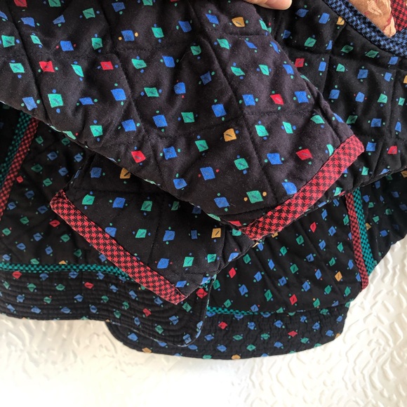 Handmade Women’s Quilted Black Neutral Tone Floral Pattern Batwing Bomber Jacket - Picture 7 of 9